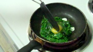 Spinach eggs cooking breakfast